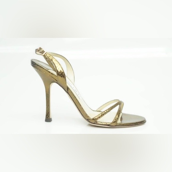 NWB - VINTAGE Jimmy Choo Watersnake Copper Strappy Heel - Picture 2 of 6